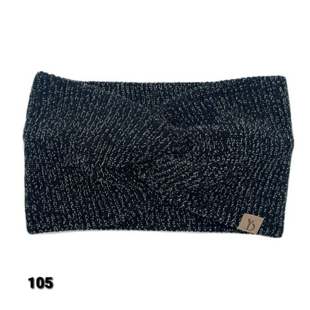 *Twisted Knot  Earmuff Headband, Black With Silver Sparkles,  NWT*